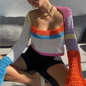 Multicolor Knit Crop Top